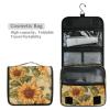Vintage Sunflowers Toiletry kit for Men with Hanging Hook Necessities Quilted Makeup Bag Hotel view 4