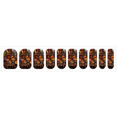 Monarch Butterflies Nail Stickers 50 Sheets Gloss Nail Strips Bundle Long Lasting Gel Nail Stickers Art Decals Easy to Apply and Remove for Women DIY Decorations