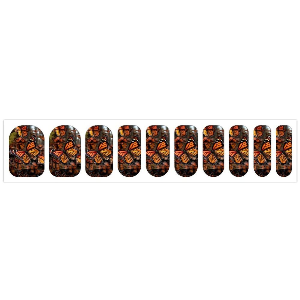 Monarch Butterflies Nail Stickers 50 Sheets Gloss Nail Strips Bundle Long Lasting Gel Nail Stickers Art Decals Easy to Apply and Remove for Women DIY Decorations