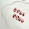 10Pcs Red Gradient French Fake Nails Silver Line Press on Nails Short Square Glitter False Nails with Designs Glossy Reusable Acrylic Glue on Nails for Women Summer Nail Art Supplies view 4