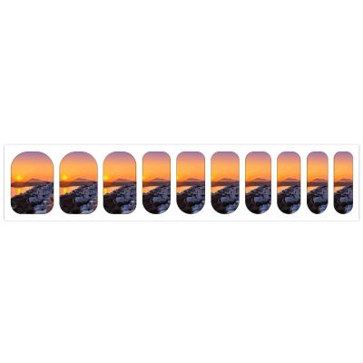Greece Island Sunset Landscape Nail Stickers 50 Sheets Gloss Nail Strips Bundle Long Lasting Gel Nail Stickers Art Decals Easy to Apply and Remove for Women DIY Decorations