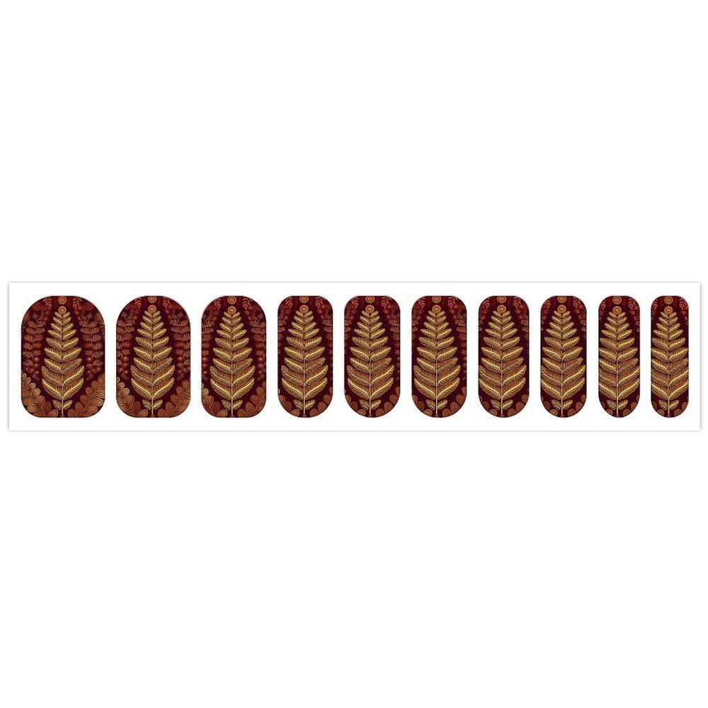 Maroon Gold Pattern Nail Stickers 50 Sheets Gloss Nail Strips Bundle Long Lasting Gel Nail Stickers Art Decals Easy to Apply and Remove for Women DIY Decorations