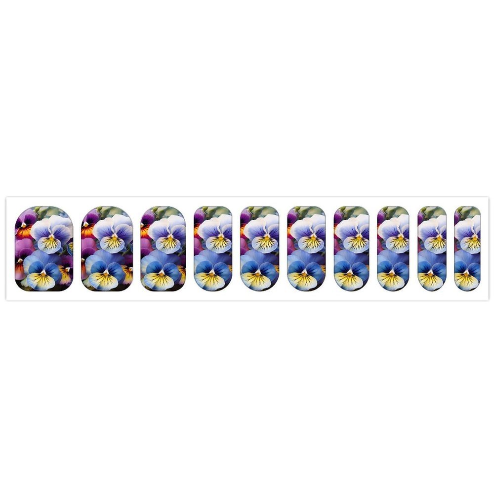 Pansy Perfection Nail Stickers 50 Sheets Gloss Nail Strips Bundle Long Lasting Gel Nail Stickers Art Decals Easy to Apply and Remove for Women DIY Decorations