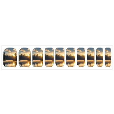 Sunrise on The Lake Nail Stickers 50 Sheets Gloss Nail Strips Bundle Long Lasting Gel Nail Stickers Art Decals Easy to Apply and Remove for Women DIY Decorations