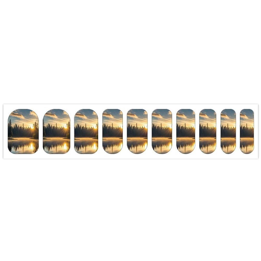 Sunrise on The Lake Nail Stickers 50 Sheets Gloss Nail Strips Bundle Long Lasting Gel Nail Stickers Art Decals Easy to Apply and Remove for Women DIY Decorations