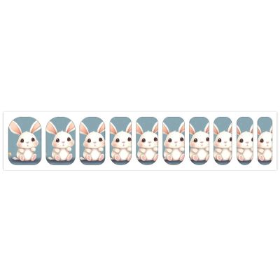 Cartoon Cute Bunny Nail Stickers 50 Sheets Gloss Nail Strips Bundle Long Lasting Gel Nail Stickers Art Decals Easy to Apply and Remove for Women DIY Decorations