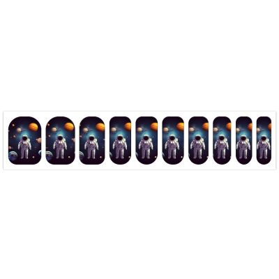Astronaut Solar System Planets Nail Stickers 50 Sheets Gloss Nail Strips Bundle Long Lasting Gel Nail Stickers Art Decals Easy to Apply and Remove for Women DIY Decorations