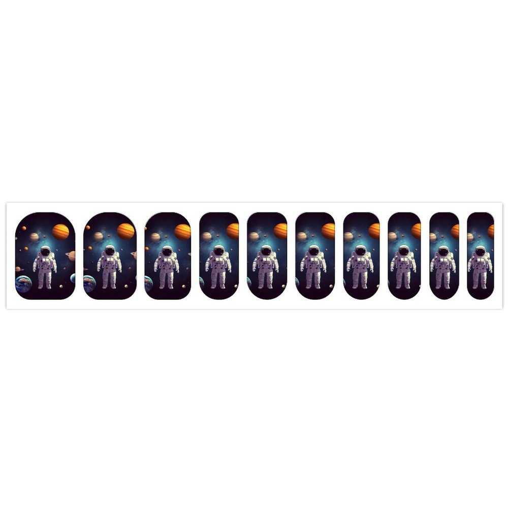 Astronaut Solar System Planets Nail Stickers 50 Sheets Gloss Nail Strips Bundle Long Lasting Gel Nail Stickers Art Decals Easy to Apply and Remove for Women DIY Decorations