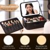 EHCBFCVN Black And Gold Multi-coloured Makeup Storage Box, Large Capacity Makeup Tool Box, Three-colour LED Mirror With Light, Removable Dividers(Small) view 2