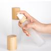 120ML/4OZ Frosted Glass Lotion Pump Bottle with Wood Grain Cap Translucent Refillable Soap Dispenser Makeup Cosmetic Storage Container Vials for Cream Emulsion Shampoo Essential Oil view 4