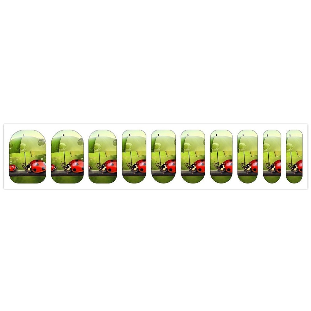 Funny Ladybug Holding Umbrellas Nail Stickers 50 Sheets Gloss Nail Strips Bundle Long Lasting Gel Nail Stickers Art Decals Easy to Apply and Remove for Women DIY Decorations
