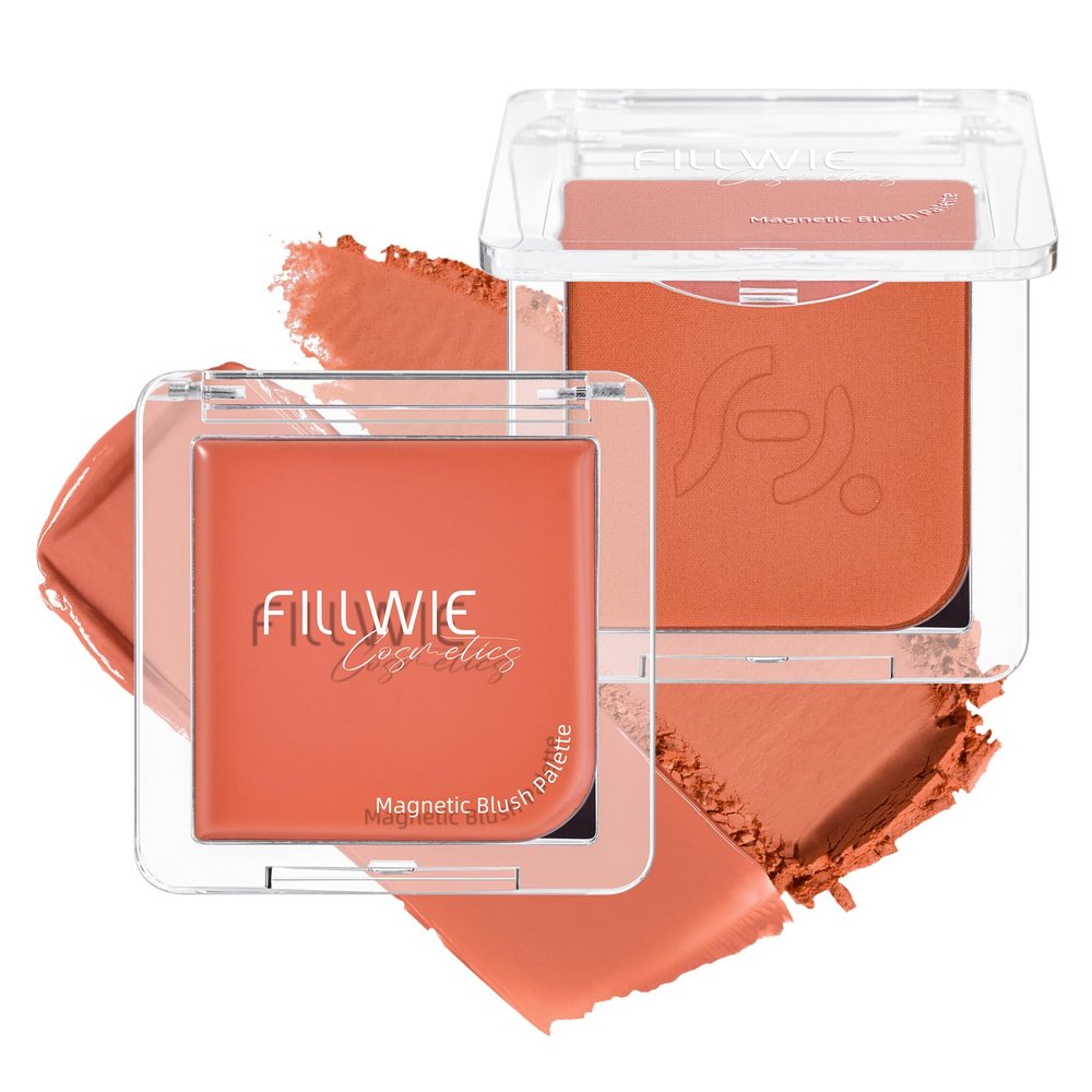 Blush Palette Duo  Cream & Powder Blush Set in Orange Brown, Long-Wearing & Moisturizing, Easy to Blend, Radiant Coverage for Cheeks, Eyes & Lips, Magnetic Palette Compatible (2Pack,Pumpkin Spice)