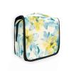 Abstract Watercolor Flower Lemon Yellow Light Bluravel Toiletry Bag for with Hanging Hook Waterproof Make up Bags Backpacking view 1