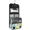 Abstract Watercolor Flower Lemon Yellow Light Bluravel Toiletry Bag for with Hanging Hook Waterproof Make up Bags Backpacking view 3