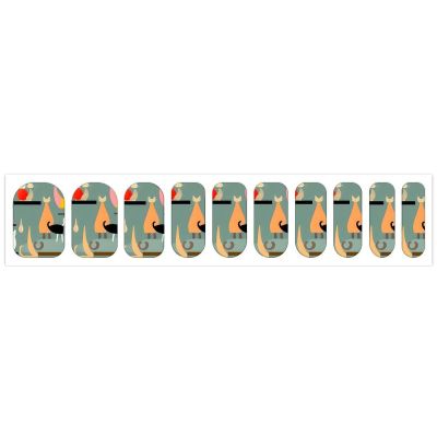 Mid-Century Modern Art Cats Nail Stickers 50 Sheets Gloss Nail Strips Bundle Long Lasting Gel Nail Stickers Art Decals Easy to Apply and Remove for Women DIY Decorations