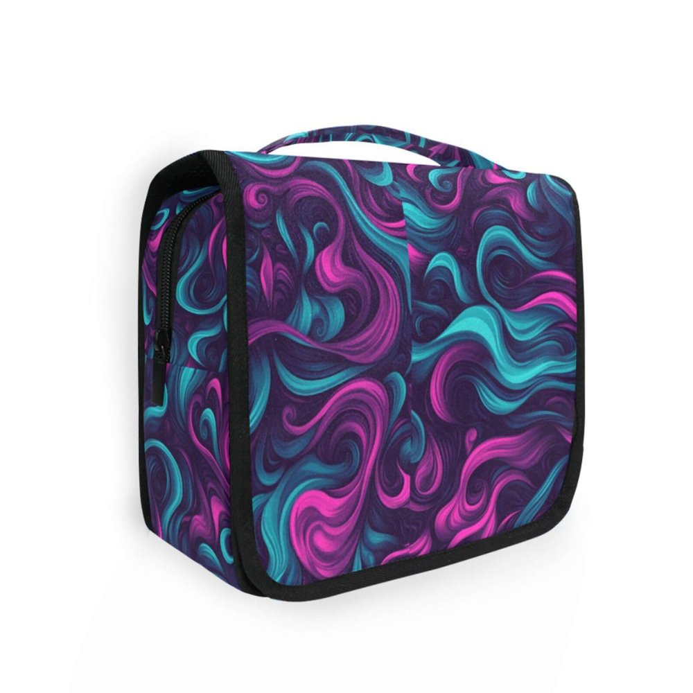 Blue Purple Irregular Art Lines Travel kit for Men with Hanging Hook Accessories Makeup case Gym