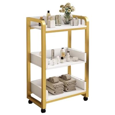 KK-GAL Modern Beauty Salon Trolley Cart, Metal Storage Organizer with Wheels for Salon & Spa Resorts, Salon Work Station with Wheels, Multi-Function Salon Tray Cart for Esthetician,White a
