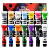 PASNOWFU 14 Colors Face Body Painting Kit, Full Coverage Water Based Face Paint Set for Cosplay Skull Joker Zombie Vampire, Highly Pigmented Body Paint Cream for Adult Carnival Halloween SFX Makeup view 1