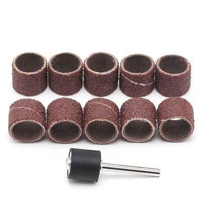 10 Pcs 12.5mm Grit 80# Sanding Bands +3.17mm Mandrel Rotary Tool Drill Bits