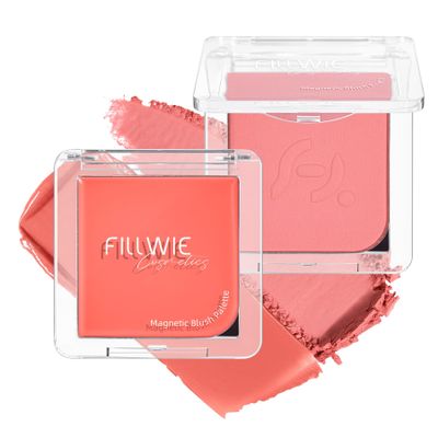 Blush Palette Duo  Cream & Powder Blush Set in Pink, Long-Wearing & Moisturizing, Easy to Blend,Radiant Coverage for Cheeks, Eyes & Lips, Magnetic Makeup Palette Compatible (2-Pack, Coral Kiss)