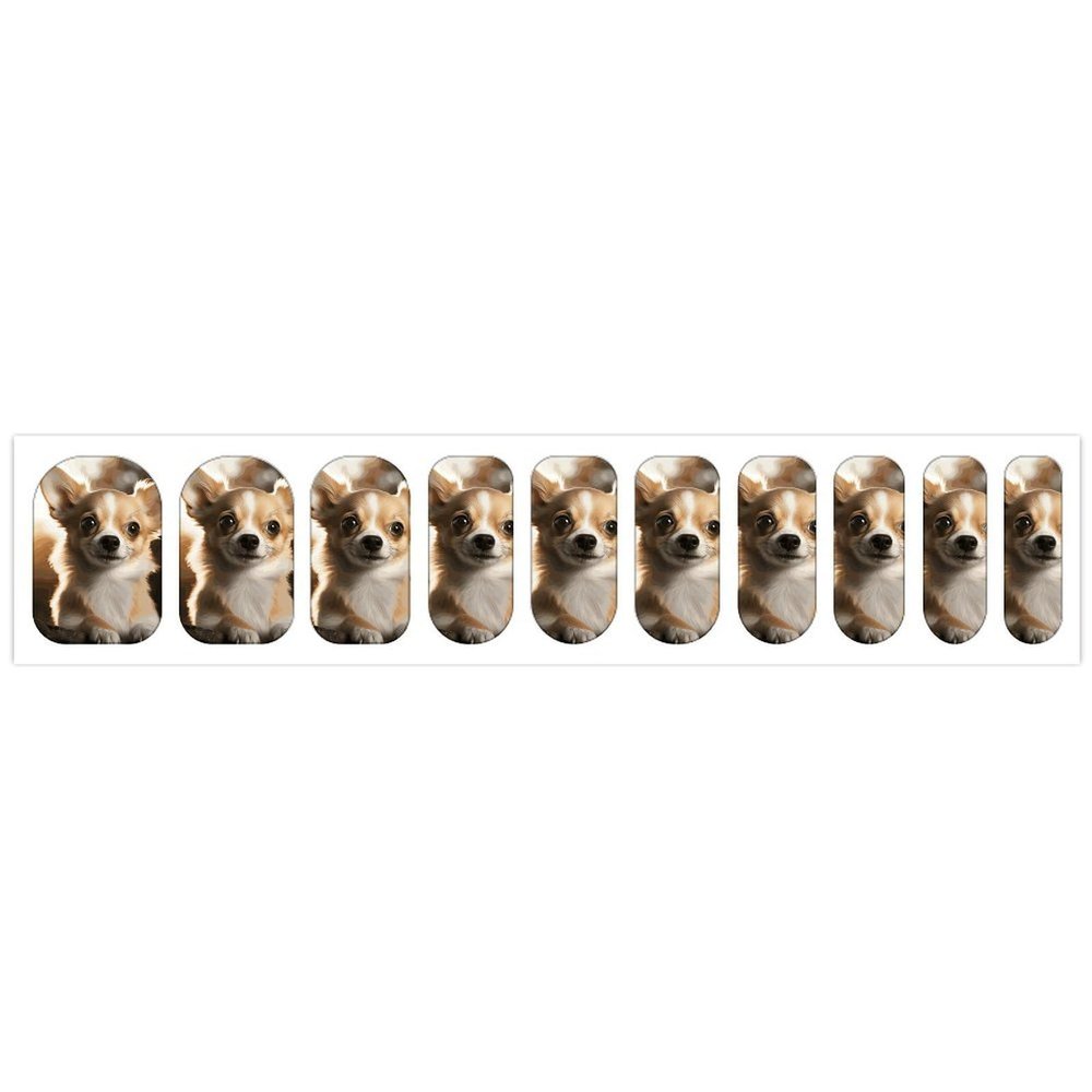 Cute Chihuahua Nail Stickers 50 Sheets Gloss Nail Strips Bundle Long Lasting Gel Nail Stickers Art Decals Easy to Apply and Remove for Women DIY Decorations
