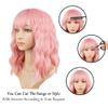 Luxclipse Pink Wavy Wigs with Bangs, Short Bob Human Hair Wig for Women, Heat Resistant, Tangle-Free Cosplay for Daily Use (Light Pink) view 3