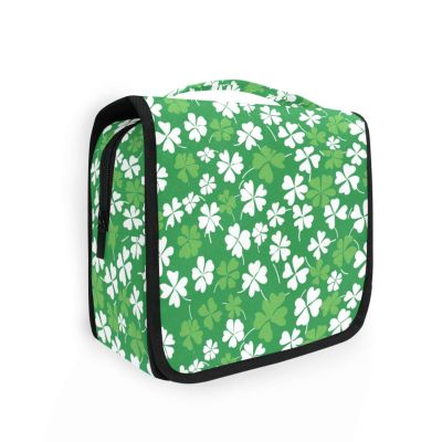 Green Lucky Grass Travel Toiletry kit with Hanging Hook Multifunctional Cosmetic Bags Gym