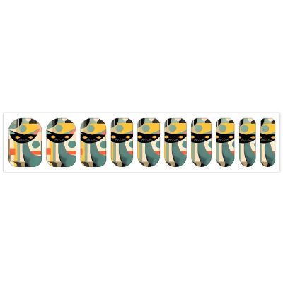 Mid-Century Modern Art Cat Nail Stickers 50 Sheets Gloss Nail Strips Bundle Long Lasting Gel Nail Stickers Art Decals Easy to Apply and Remove for Women DIY Decorations