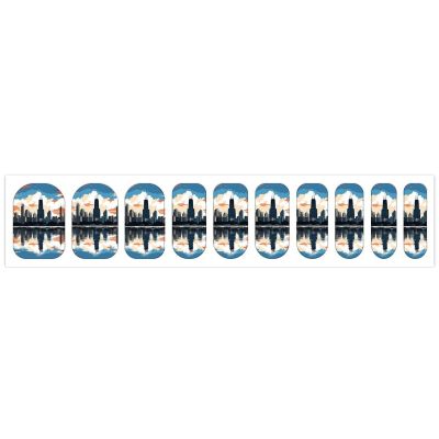 Chicago Skyline Nail Stickers 50 Sheets Gloss Nail Strips Bundle Long Lasting Gel Nail Stickers Art Decals Easy to Apply and Remove for Women DIY Decorations