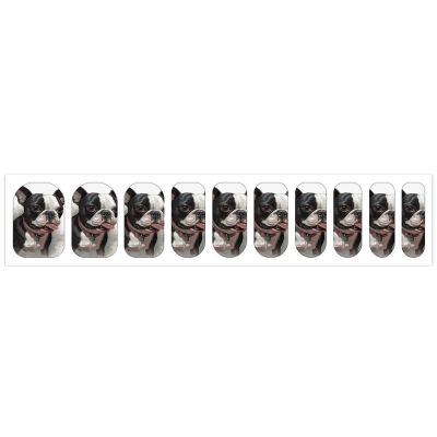 Boston Terrier Nail Stickers 50 Sheets Gloss Nail Strips Bundle Long Lasting Gel Nail Stickers Art Decals Easy to Apply and Remove for Women DIY Decorations