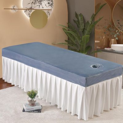 Grey,80 * 190cm(S),LDLCYCN Velvet Massage Table Sheet Spa Bed Cover with Face Hole Massage Table Fitted Sheet Reusable All-Round Wrap Massage Table Mattress Cover for Beauty Salon Washable
