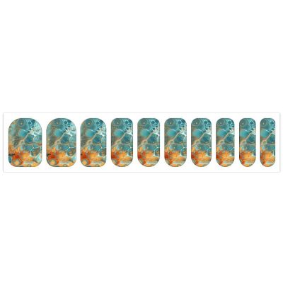 Orange and Turquoise Nail Stickers 50 Sheets Gloss Nail Strips Bundle Long Lasting Gel Nail Stickers Art Decals Easy to Apply and Remove for Women DIY Decorations