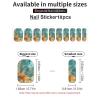 Orange and Turquoise Nail Stickers 50 Sheets Gloss Nail Strips Bundle Long Lasting Gel Nail Stickers Art Decals Easy to Apply and Remove for Women DIY Decorations view 3
