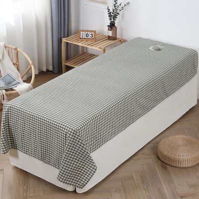 LDLCYCN (h) Green/b,80 * 200cm, Massage Table Sheets Massage Table Cover with/Without Face Hole Soft Grid Pattern Massage Couch Cover Reusable Beauty Bed Cover for SPA Tattoo Massage Table Washable