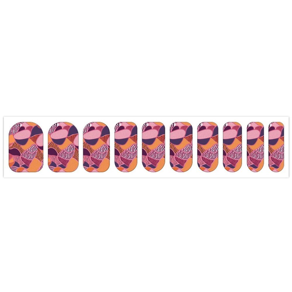 Pink and Orange Pattern Nail Stickers 50 Sheets Gloss Nail Strips Bundle Long Lasting Gel Nail Stickers Art Decals Easy to Apply and Remove for Women DIY Decorations