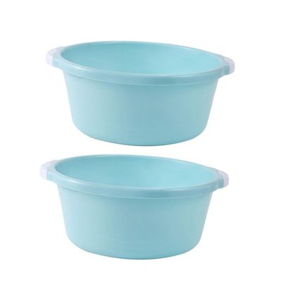 FOMIYES 2pcs Medium Size Plastic Wash Basin Set Sky-Blue Portable Foot Washing Tub for Home Use Household Washing and Camping