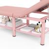 Folding Stationary Massage Table with Backrest and Storage Space for Treatment Table Physical Therapy Table Spa Facial Bed, 6 Round legs Metal Frame PU Leather, 30.5'' Wide  75'' Long - Pink view 4