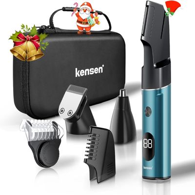 kensen 3-in-1 Body Hair Trimmer for Men - Manscape Body Shavers for Men, Christmas Gift V-Shape Groin & Pubic Trimmer Cordless Wet/Dry Waterproof Mens Gift (Green)