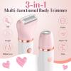 Bikini Trimmer for Women - 3 in 1Electric Razors for Silk Skin, Cordless Pubic Hair Trimmer, Replaceable Lady Shavers Kit, Bikini Shaver for Legs Body Hair, IPX7 Waterproof, White view 3