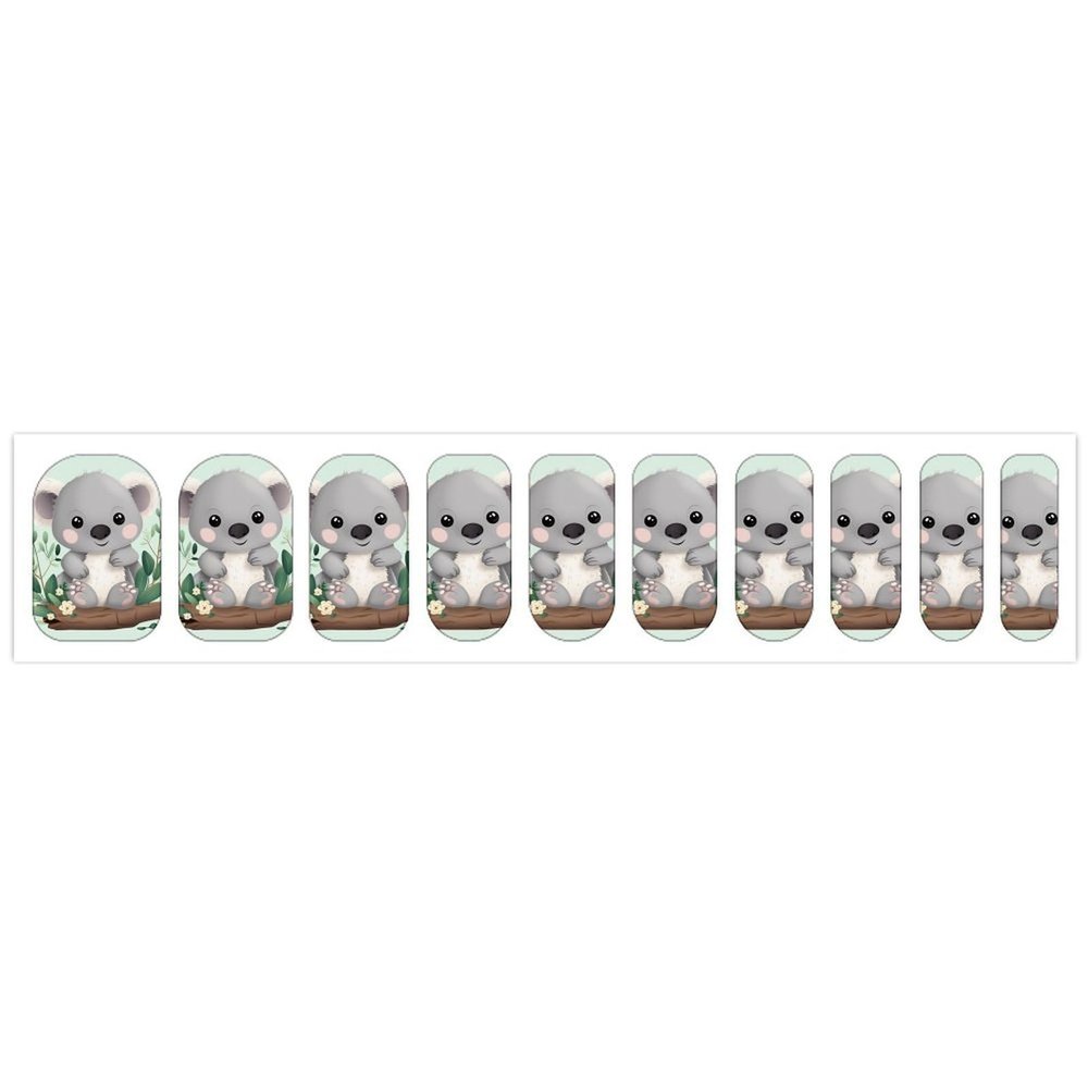 Koala Nail Stickers 50 Sheets Gloss Nail Strips Bundle Long Lasting Gel Nail Stickers Art Decals Easy to Apply and Remove for Women DIY Decorations