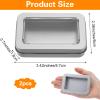 2 Pcs Cotton Swab Holder For Travel Q Tips With Case Dustproof Lid Empty Metal Cotton Ball Holder Portable Small Dental Travel Floss Picks Case For Swabs Hair Ties Floss Silver view 2