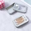2 Pcs Cotton Swab Holder For Travel Q Tips With Case Dustproof Lid Empty Metal Cotton Ball Holder Portable Small Dental Travel Floss Picks Case For Swabs Hair Ties Floss Silver view 4