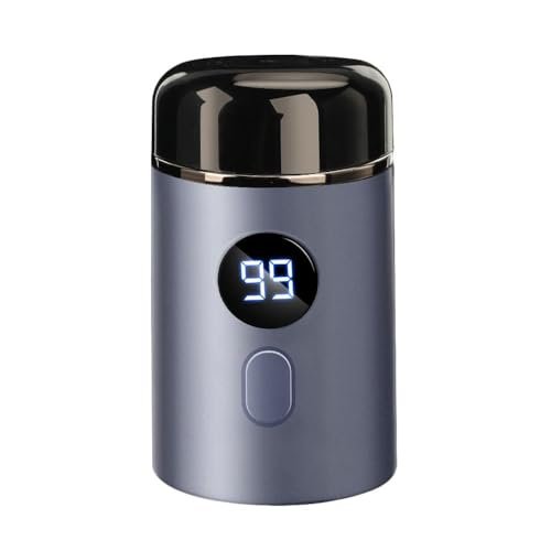 Mini Portable Electric Shaver, USB Rechargeable LED Power Display Waterproof Face Beard Shave Trimmer for Men (Blue)