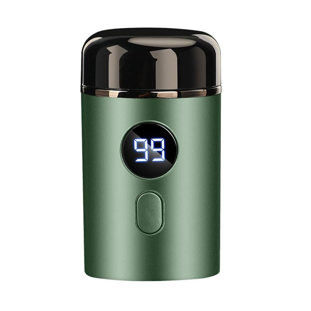 Mini Portable Electric Shaver, USB Rechargeable LED Power Display Waterproof Face Beard Shave Trimmer for Men (Green)