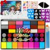 Professional Face Painting Kit  42 Color Water-Activated Face Paint Makeup Palette with Stencils, Gems & Brushes  Non-Toxic Body Paint for Parties, Festivals, School Events & Carnival view 1