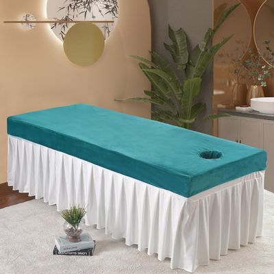 Green,60 * 180cm(S),LDLCYCN Velvet Massage Table Sheet Spa Bed Cover with Face Hole Massage Table Fitted Sheet Reusable All-Round Wrap Massage Table Mattress Cover for Beauty Salon Washable