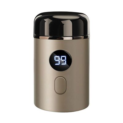 Mini Portable Electric Shaver, USB Rechargeable LED Power Display Waterproof Face Beard Shave Trimmer for Men (Gold)