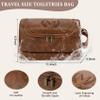 Aganmi Personalized Mens Toiletry Travel Bag Groomsmen Gifts Best Man Proposal Gifts Bachelor Party Favor, Waterproof PU Leather Shaving Bag for Toiletries Accessories Travel Essential, Light Brown B view 3
