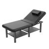 Folding Stationary Massage Table with Backrest and Storage Space for Treatment Table Physical Therapy Table Spa Facial Bed, 6 Round Legs Metal Frame PU Leather, 30.5'' Wide  75'' Long - Black view 1