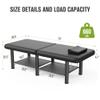 Folding Stationary Massage Table with Backrest and Storage Space for Treatment Table Physical Therapy Table Spa Facial Bed, 6 Round Legs Metal Frame PU Leather, 30.5'' Wide  75'' Long - Black view 3